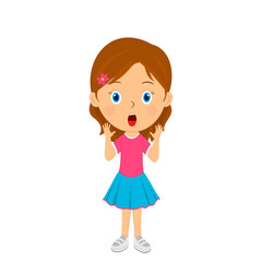 cute cartoon girl show surprise