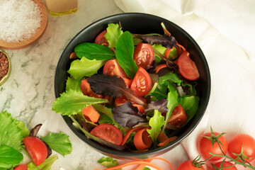 healthy food, salad and its ingredients horizontal