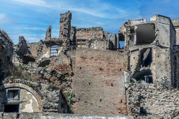 Abandoned ruined houses in the ghost town of Craco