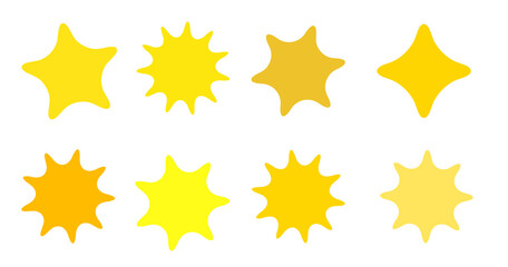 Set of vector starburst, sunburst badges. Collection blue different gradient color. Simple style Vintage labels. Design elements. Colored stickers. Vector illustration eps10 of types and colors icon