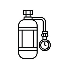 Oxygen gas cylinder underwater line icon