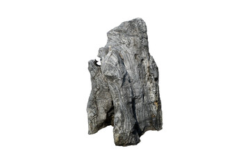 Strange shaped limestone isolated on white background.  A big rock stone for garden decoration.