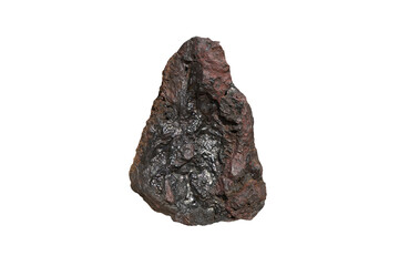 Hematite rock isolated on white background with clipping path.  iron rock stone.