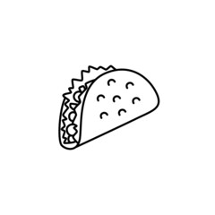 Taco line illustration, vector icon, flat, logo 