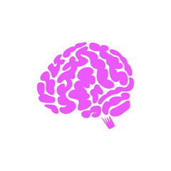 brain flat illustration, vector logo, icon, red 