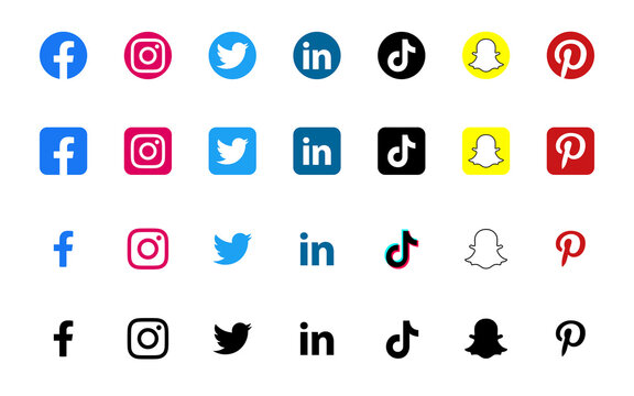 Social media, apps, services - vector icons collection set