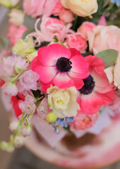 Obraz na płótnie Canvas Flower composition. Macro photo. Wedding decor. A Beautiful bouquet of fresh flowers.