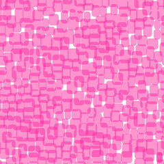 Abstract pink squares on white background. Seamless pattern with geometric print for wallpaper, web page, textures, card, postcard, faric, textile. Stylish ornament. Decorative vector illustration.