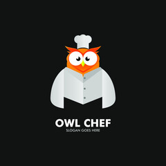 owl chef logo. unique and simple character design. for company logos, restaurants and graphic design. vector illustration
