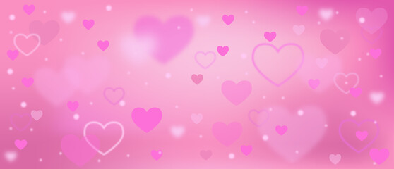 Valentine's Day, February 14 festive pink background with hearts. Valentine's Day for advertising, social and fashion advertising. Place for text. Illustration.