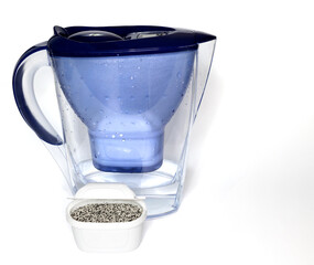 Water Filter jar and filter cartridge isolated on white