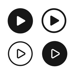 Play Button Icon Circle vector set | Video Audio Player Symbols isolated | - stock vector