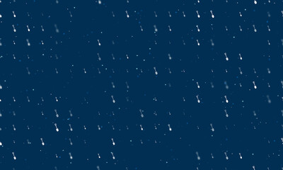 Seamless background pattern of evenly spaced white shovel symbols of different sizes and opacity. Vector illustration on dark blue background with stars