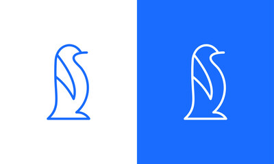 penguin logo lineart style design
