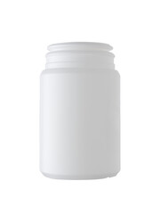 Empty, open bottle made of white plastic. Isolated on a white background, close-up