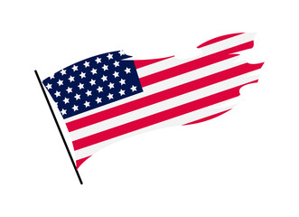 Waving flag of the United States of America. Illustration of wavy American Flag. National symbol, American flag on white background - illustration