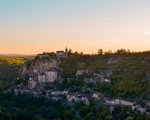 Obraz premium Rocamadour in France. Marvellous sunset at a beatiful destination