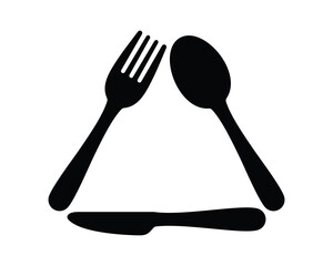 Cutlery icon. Recycle symbol with cutlery. Fork, knife, spoon icon. Simple icon vector design.