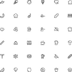 icon vector icon set such as: sketch, spiral, homemade, crayfish, filled, wood, toadstool, burn, juicy, donut, pack, leaf, chop, teapot, cone, full, iron, caper, bottle, turkish, permit, muffin