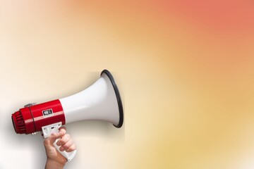 Human hand hold the classic megaphone
