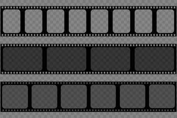 Set of film frame on a transparent background. Vector illustration.