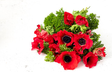 Bouquet of flowers, colored red anemone