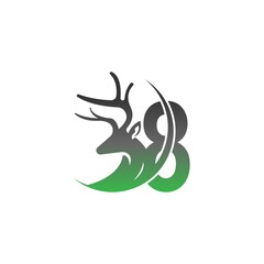 Number 8 icon logo with deer illustration design