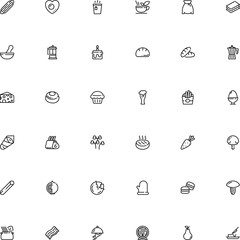 icon vector icon set such as: confection, seaweed, easter, stem, liquid, whiskey, sack, margarine, pill crusher, sauce, asian, macaroon, fry, omelet, mortar and pestle line icon, ribs, wine, calories