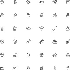 icon vector icon set such as: nut, raw, style, vermicelli, wire, champagne, mayonnaise, clove, lasagne, ice cream, event, pizza, sugar, card, website, winery, mushroom, cloche, commercial, farfalle