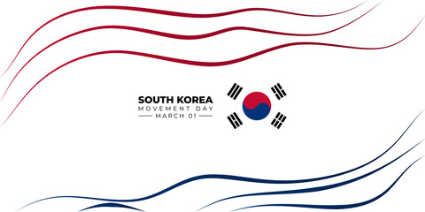 South Korea Independence movement day. Flying Red and blue line background design. good template for South Korean national day design.