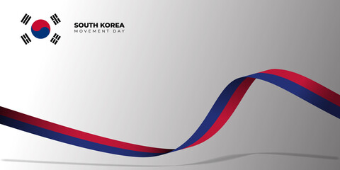 Fototapeta premium South Korea Independence movement day. waving Red and blue banner design. good template for South Korean national day design.