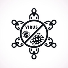 Obraz premium Vector of Business People Discussing Computer Virus. Virus spread: person to person contact