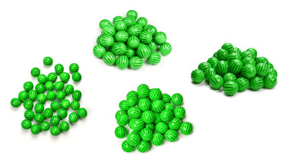 Green chewing gum isolated on white background.