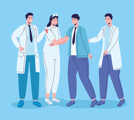 group of medical staff workers characters vector illustration design