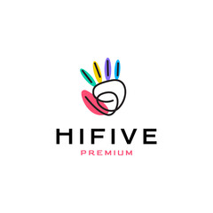 Hi five line logo design