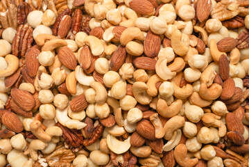 Mix of nuts as a background.