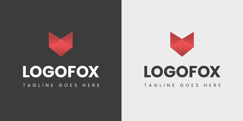 Flat logo design. Minimal and clean line fox logo template for business or personal.
