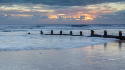 Landscape/Seascape view of Blyth Beach, Northumberland at sunrise.