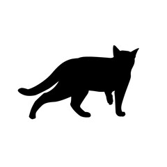 Black Cat Silhouette on White Background. Icon Vector Illustration. Concept for  Logo, Print, Sticker.