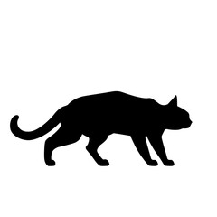 Black Cat Silhouette on White Background. Icon Vector Illustration. Concept for  Logo, Print, Sticker.