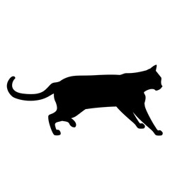 Black Cat Silhouette on White Background. Icon Vector Illustration. Concept for  Logo, Print, Sticker.
