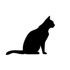 Black Cat Silhouette on White Background. Icon Vector Illustration. Concept for  Logo, Print, Sticker.