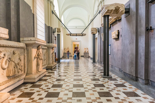 NAPLES, ITALY - MAY 27, 2019: The National Archaeological Museum of Naples is a popular tourist attraction in Naples, Italy.