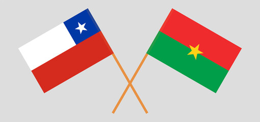 Crossed flags of Chile and Burkina Faso