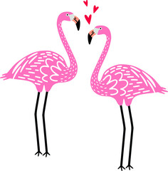  love pink flamingo valentine's day card cutting file silhouette on transparent background
