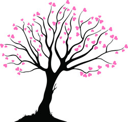  valentine's day card tree love cutting file silhouette on transparent background
