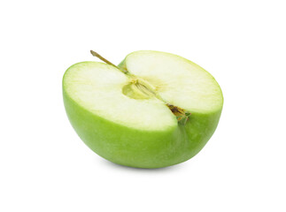 Half of fresh ripe green apple on white background