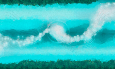 blue watercolor pastel background with green brush strokes stripes highlights