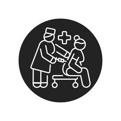 Individual anesthesia for pregnant women black glyph icon. Pictogram for web, mobile app, promo. UI UX design element