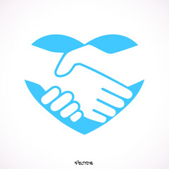 handshake Heart , icon isolated on white background, black flat style